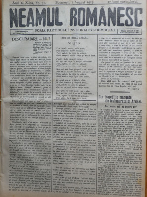 Ziarul Neamul romanesc , nr. 31 , 1915 , din perioada antisemita a lui N. Iorga foto