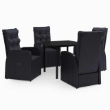 Cumpara ieftin Set masa pentru gradina, 5 piese, cu perne, negru