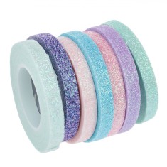 Set Benzi Adezive Washi Tape, Glitter, Multicolor, 7 Buc, 5m x 0.6cm