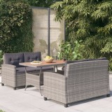 Gossi set mobilier gradina, 3 piese, poliratan si lemn masiv acacia