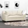 VidaXL Canapea cu 2 locuri cu pernuțe, crem, 120 cm, piele ecologică 3200862