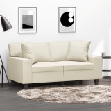 VidaXL Canapea cu 2 locuri cu pernuțe, crem, 120 cm, piele ecologică 3200862