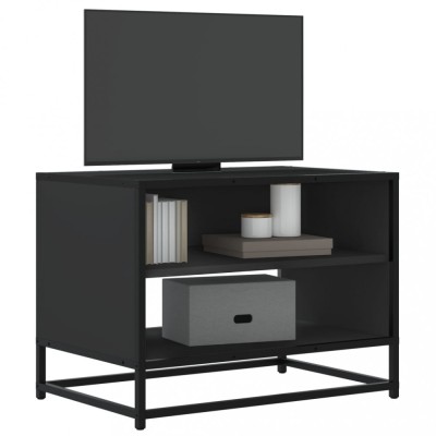 Gossi dulap tv, negru, 61x40x46 cm, lemn prelucrat si metal foto