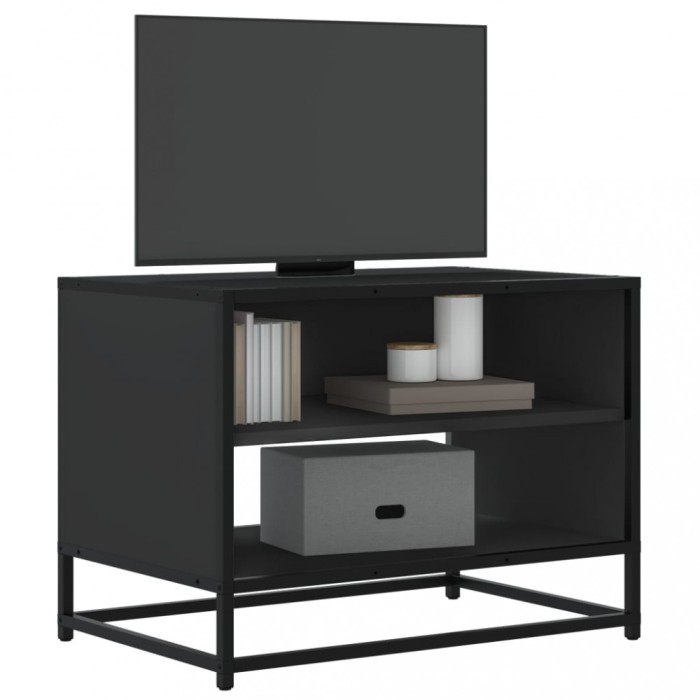 Gossi dulap tv, negru, 61x40x46 cm, lemn prelucrat si metal