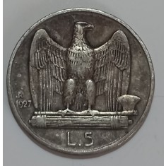 Italia, 5 Lire 1927, Argint.