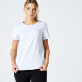 Tricou Regular 500 Fitness Essentials Gri deschis Damă, Domyos