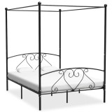 Cumpara ieftin Cadru de pat cu baldachin, negru, 160 x 200 cm, metal
