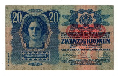 Bancnote Austro-Ungaria - 20 Koroane 1913 - UNC foto