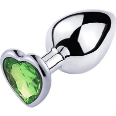 Dop Anal Hearty Buttplug, Large, Argintiu/Verde Deschis, Passion Labs