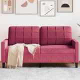 Gossi canapea cu 2 locuri, rosu vin, 140 cm, catifea