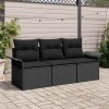VidaXL Set de canapele pentru grădină cu pernă 3 pcs Negru Rattan poli 3353892