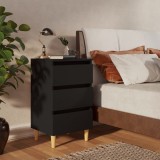 Cumpara ieftin Noptieră cu picioare lemn masiv, negru, 40x35x69 cm