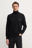 Boss Orange pulover din amestec de casmir culoarea negru, light, cu guler, 50527573