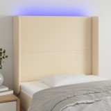 Cumpara ieftin Tăblie de pat cu LED, crem, 93x16x118/128 cm, textil
