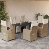 Set de masa pentru gradina, 7 piese, cu perne, bej, poliratan GartenMobel Dekor, vidaXL