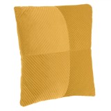 Pernă Decorativă Velvet, Galben Muștar, 45x45cm, Dungi Reliefate, Oem