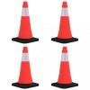 Conuri Rutiere Reflectorizante Gossi, 50cm, Bază Grele, Set 4 Bucăți, HDPE, Roșu/Alb, Vizibilitate Noapte, Stivuibile