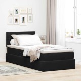 Cumpara ieftin Pat cu LED si saltea Negru 90 x 200 cm Catifea