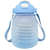 Cumpara ieftin Sticla pentru apa cu pai, 1300 ml, fara BPA, cu curea detasabila pentru umar, capac suport telefon, cu mesaje motivationale care sustin consumul de ap