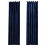 Cumpara ieftin Draperii opace 2 buc. albastru inchis 140x245cm catifea carlige