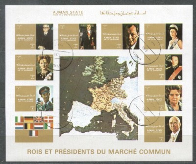Ajman 1973 Famous people, mini imperf.sheetlet, used T.018 foto