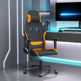 VidaXL Scaun de gaming cu masaj, negru și portocaliu, textil