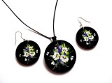set lemn cu motiv floral 39734