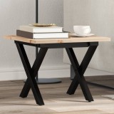 Masuta cafea vidaXL, lemn masiv pin, cadru X, 40x40x35cm, maro, otel