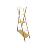 Etajera cu 3 rafturi, 1 din bambus alb si 2 din stejar natur, 92 x 34 x 152 cm