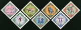 Mongolia 1961 - Seria Completă A 40-a Aniversare a Revoluției Mongoliei / Sporturi și Jocuri Naționale Naadam Format Romb 7 Valori MNH -MNG1