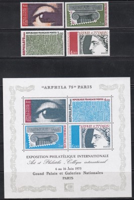 Franta 1975 -Expo. Internat. de Timbre ARPHILA 75 - Paris, Set complet+Bloc, MNH foto