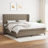 Cumpara ieftin Pat box spring cu saltea, gri taupe, 200x200 cm, textil