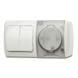 Priză cu capac+comutator aplicat 16A IP54 gri PT Eva - ELBI