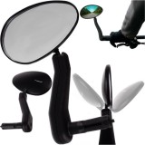 Oglinda stanga pentru bicicleta, universala, unghi de rotatie/inclinare reglabil, 19x7 cm, cadru negru