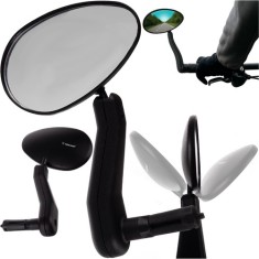 Oglinda stanga pentru bicicleta, universala, unghi de rotatie/inclinare reglabil, 19x7 cm, cadru negru