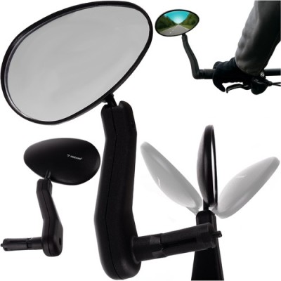 Oglinda stanga pentru bicicleta, universala, unghi de rotatie/inclinare reglabil, 19x7 cm, cadru negru foto