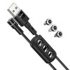 Cablu Date Incarcare Magnetic 3 In 1 Hoco, Usb-a La Type-c, Lightning Si Micro-usb, 20w, 2.4a, 1.2m, Negru - U98