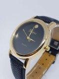 Cumpara ieftin Ceas Dama Geneva Gold Black Elegant, Curea Piele Ecologica, Quartz, Diametru 4.1cm, Cadran Negru, Afisaj Analogic