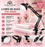 Lampa birou LED neagra SM-800C, pliabila, brat flexibil, iluminare profesionala manichiura, make-up, birou, lumina fara umbre