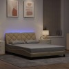 VidaXL Cadru de pat cu LED fără saltea cremă 140x190 cm țesătură 3310669