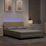vidaXL Cadru de pat cu LED fără saltea cremă 140x190 cm țesătură 3310669