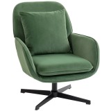 HOMCOM Fotoliu de Salon Rotativ 360&deg; cu Pernă Lombară Detașabilă, Șezut Generos, Fotoliu Tapițat Modern din Catifea cu Cotiere, pentru Living, 73x83.5