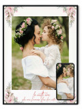 Tablou personalizat cu rama, poza Mama Fiica si mesaj, Intaglio, color, print pe hartie foto Fine Art