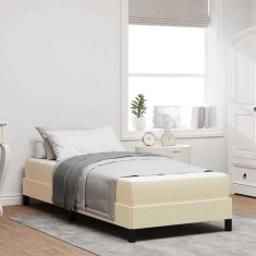 vidaXL Pat cu arcuri cu saltea Crem 90 x 200 cm țesătură 3398463