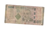 Bancnota Tanzania 500 shilingi 2010, circulata, extrem de uzata