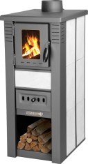 Soba pe lemne Strend Pro LAVA Ceramic alba 6,5 kW, evacuare 120 mm