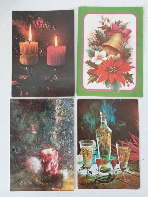 Lot 4 felicitari vechi romneasti anii 80 sarbatori iarna scrise foto
