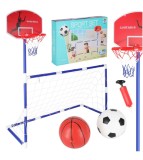Set sport copii poarta fotbal si cos baschet cu 2 mingi