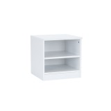 Noptiera Miami 40x40 cm Alb/Alb PAL - Noptiera moderna dormitor cu 2 rafturi depozitare