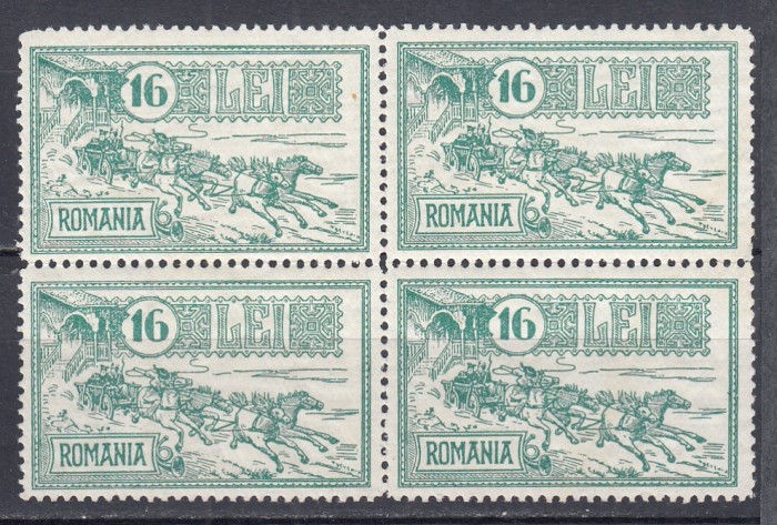 ROMANIA 1932 LP 103 - 30 DE ANI DE LA INAUGURAREA PALATULULUI P.T.T. BLOC DE 4 TIMBRE MNH